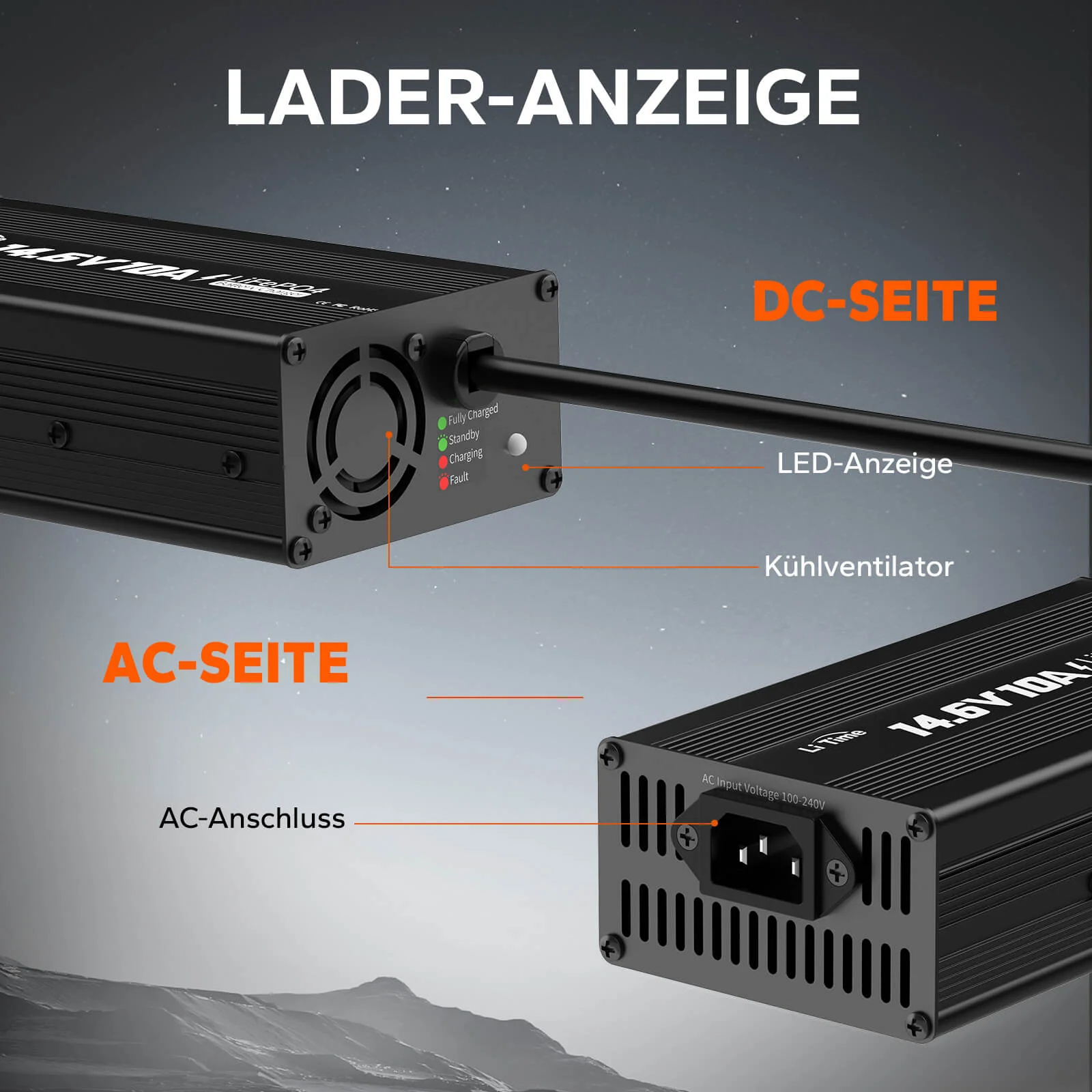 [Gebraucht-Like New] LiTime 14.6V 10A Lithium Batterieladegerät für 12V LiFePO4 Lithium Batterie - Image 5