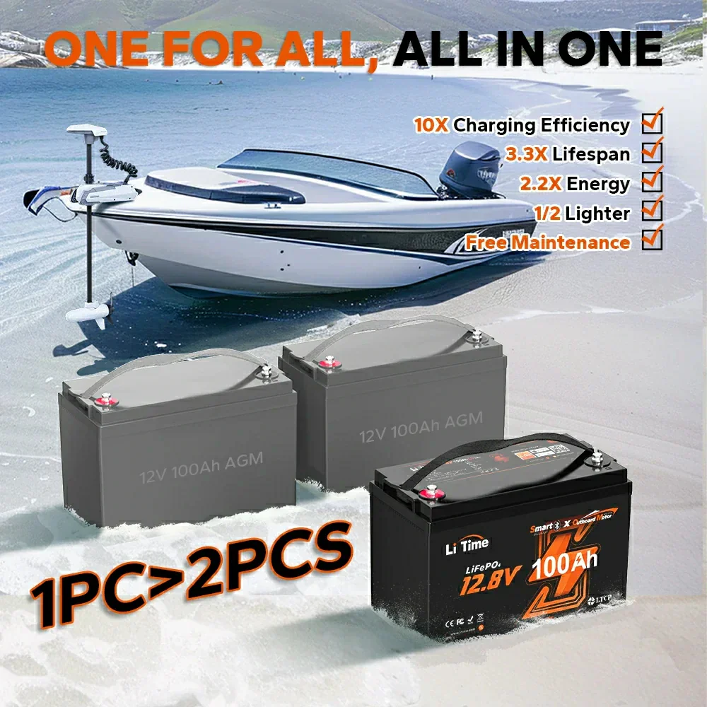 LiTime 12V 100Ah Smart LiFePO4 Marine-Batterie für elektrischen Außenbord-Trolling-Motor - Image 11