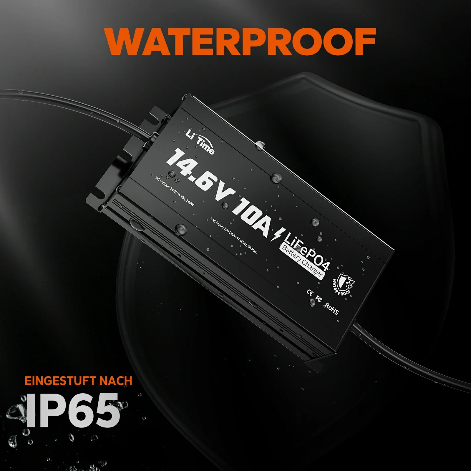 LiTime 12V 10A Lithium-Bordbatterieladegerät IP65 Wasserdicht - Image 3