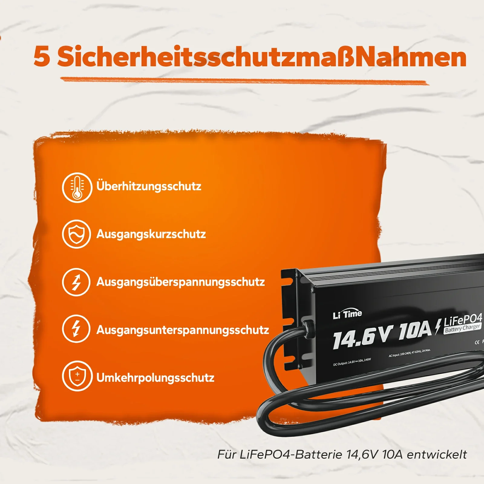 LiTime 12V 10A Lithium-Bordbatterieladegerät IP65 Wasserdicht - Image 4