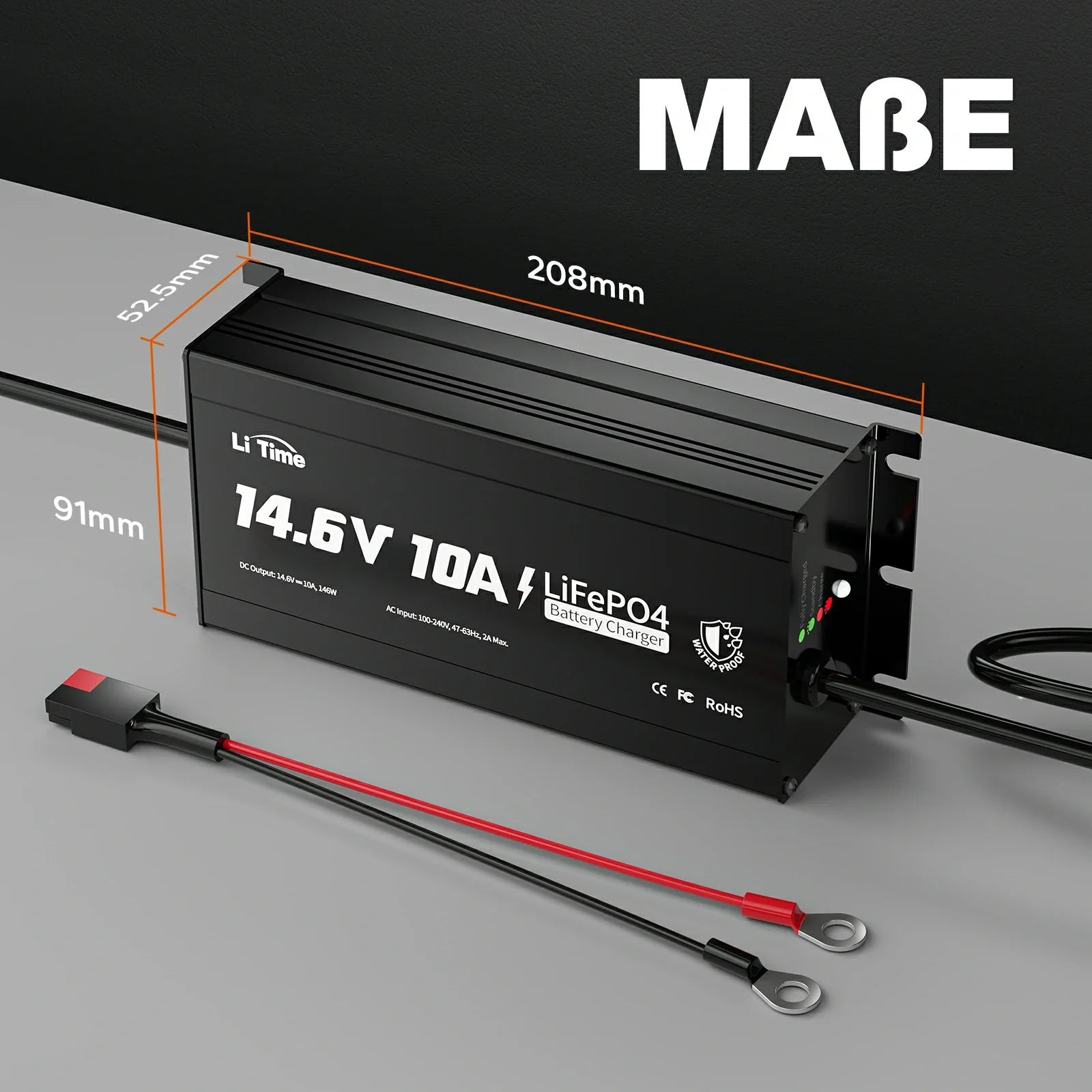 LiTime 12V 10A Lithium-Bordbatterieladegerät IP65 Wasserdicht - Image 8
