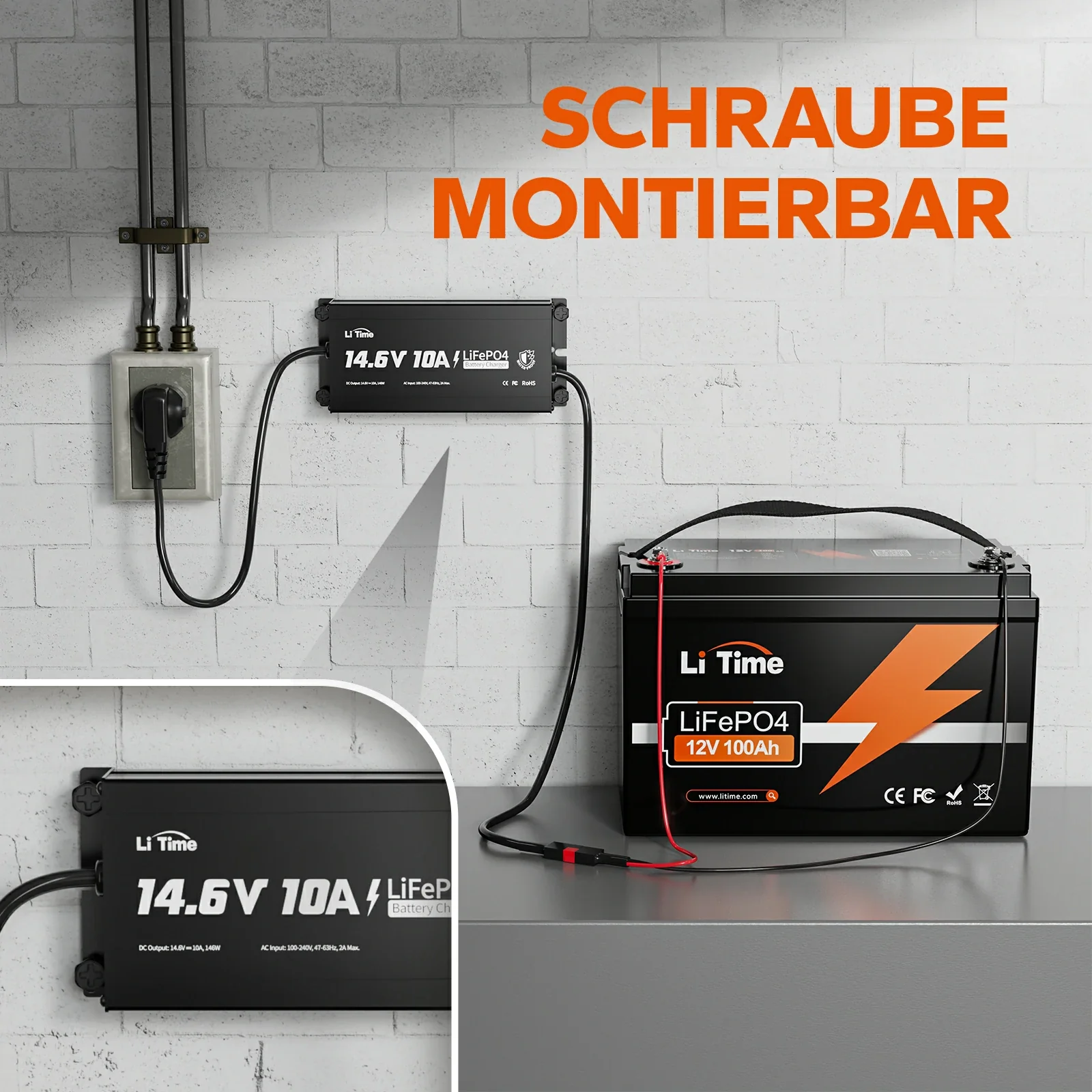LiTime 12V 10A Lithium-Bordbatterieladegerät IP65 Wasserdicht - Image 9