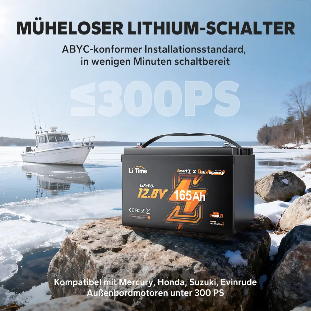 LiTime 12V 165Ah Dual-Purpose LiFePO4-Batterie mit 1200 CCA und Selbstheizung fĂŒr Wohnmobil und Marine - Image 3