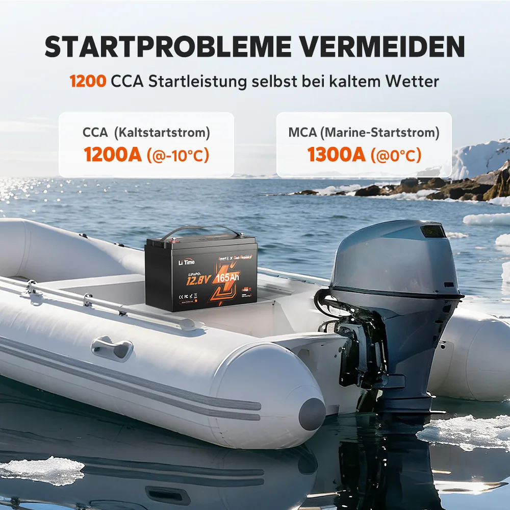 LiTime 12V 165Ah Dual-Purpose LiFePO4-Batterie mit 1200 CCA und Selbstheizung fĂŒr Wohnmobil und Marine - Image 4