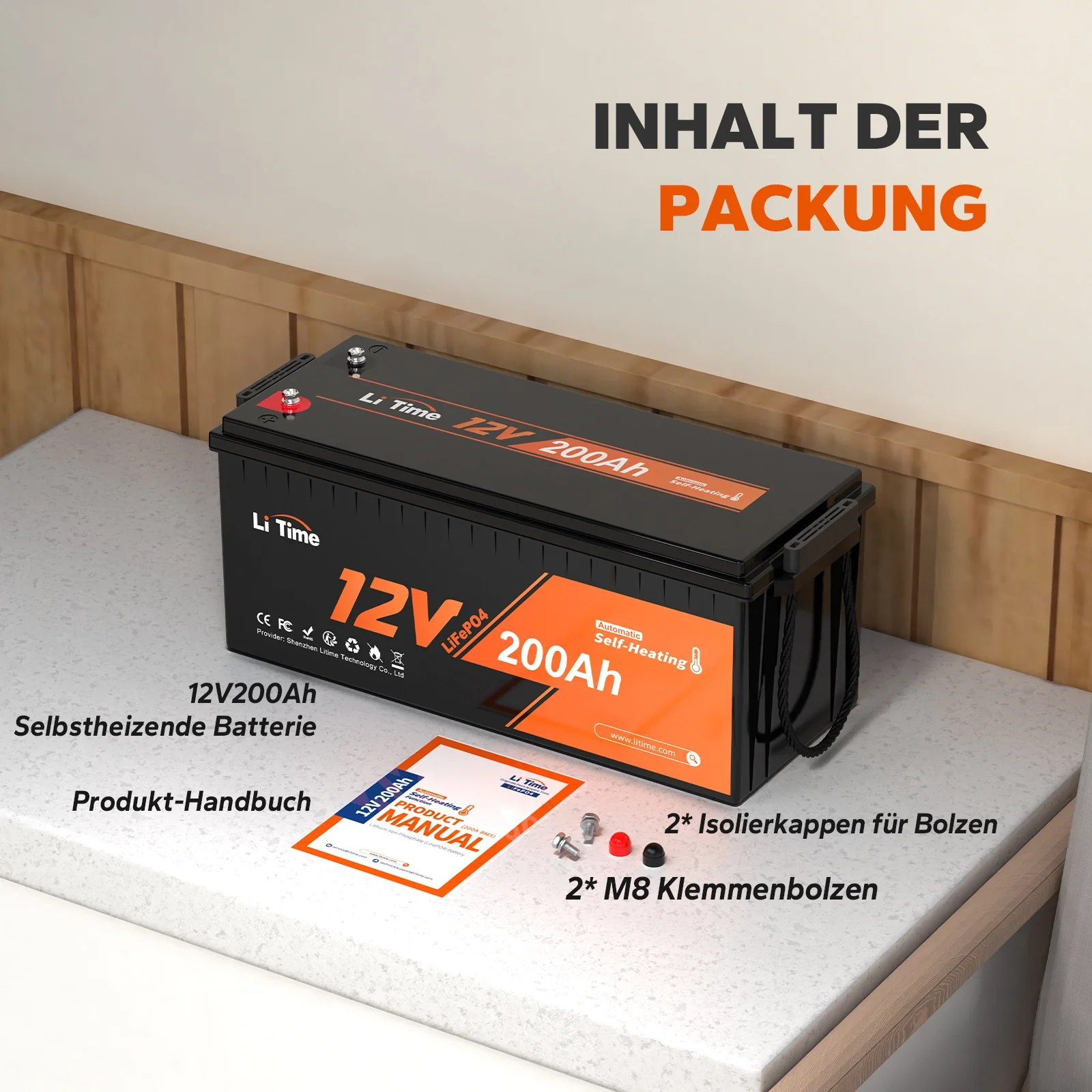 【Nicht mehr erhältlich】12V 200Ah Selbstwärmende und Low-Temp Schutz Deep Cycle LiFePO4 Batterie - Image 5