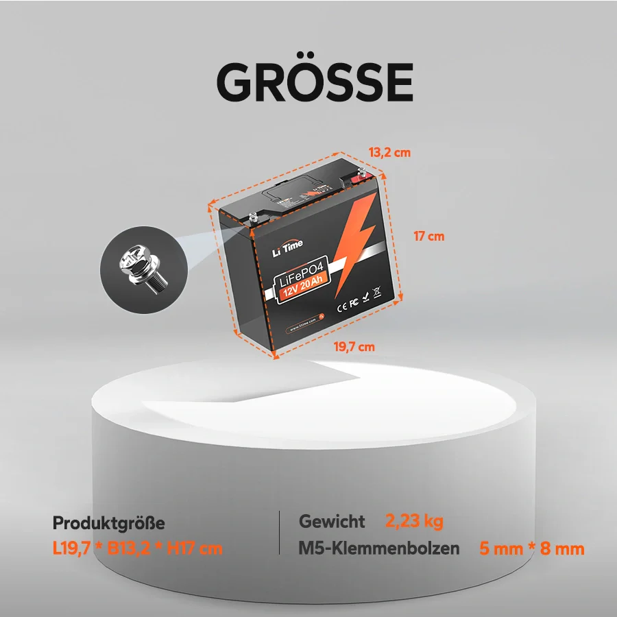 LiFePO4 12V 20Ah  Deep Cycle Batterie mit BMS & 4000 Zyklen – Für Fischfinder, Solar, Boot, Camping - Image 5