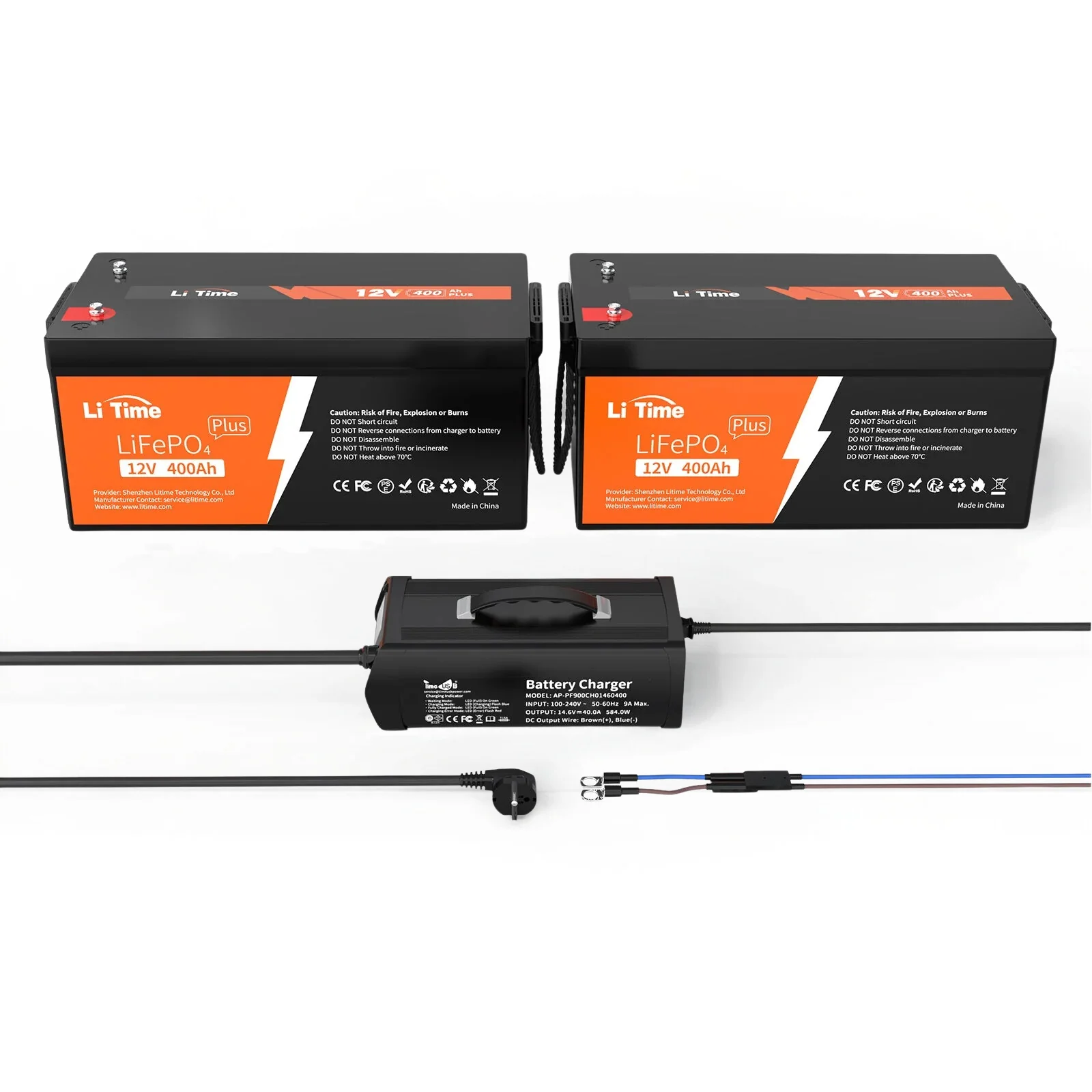2 pack LiTime 12V 400Ah Batterien & 1x kostenloses 14,6V 40A LadegerÀt