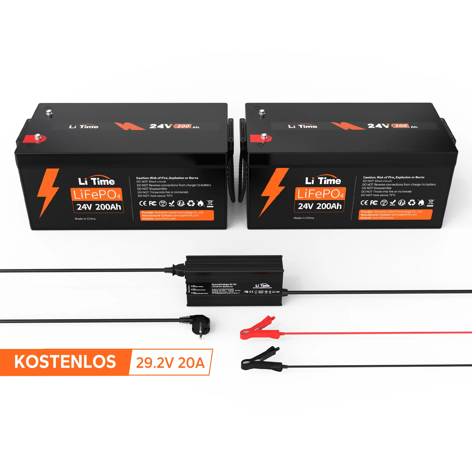 2 pack LiTime 24V 200Ah Batterien