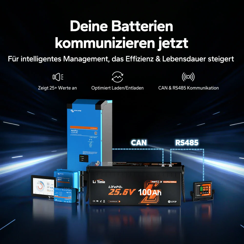 LiTime 24V 100Ah Smart ComFlex LiFePO4 – Bluetooth & Victron-kompatibel - Image 3