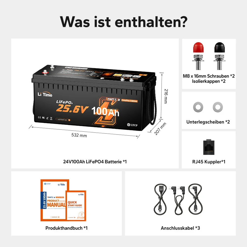 LiTime 24V 100Ah Smart ComFlex LiFePO4 – Bluetooth & Victron-kompatibel - Image 8