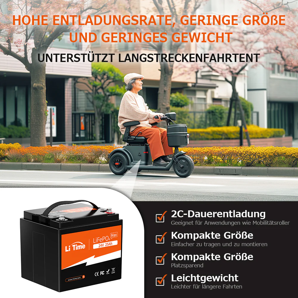 【Nicht mehr erhältlich】LiTime 24V 25Ah 2C Lithiumbatterie – Hochleistungs-Lösung für Landwirtschaft, Medizintechnik & Notfallgeräte - Image 8