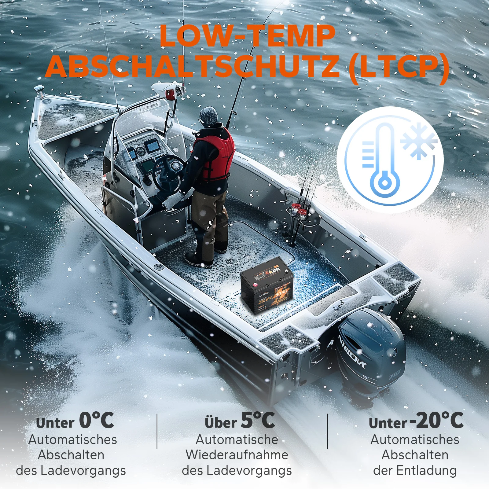 24V 50Ah Bluetooth Deep Cycle Lithium Batterie für 100lb Elektromotor-Boote - Image 4