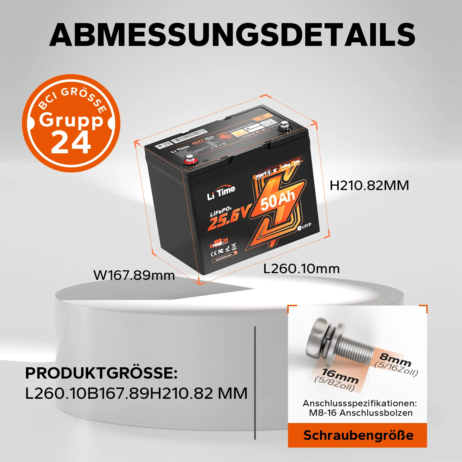 24V 50Ah Bluetooth Deep Cycle Lithium Batterie für 100lb Elektromotor-Boote - Image 7