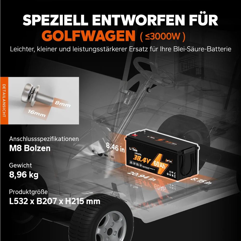⚡Räumungsverkauf⚡LiTime 36V 60Ah Golf Cart Deep Cycle Lithium Batterie für Golf Cart und Rasenmäher - Image 6