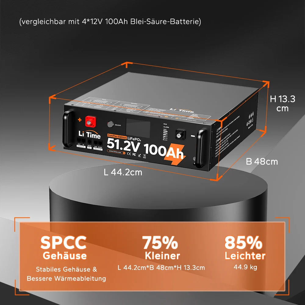 LiTime LiFePO4 51,2V 100Ah Solarbatterie Smart ComFlex 3U rack mit BMS - Image 4