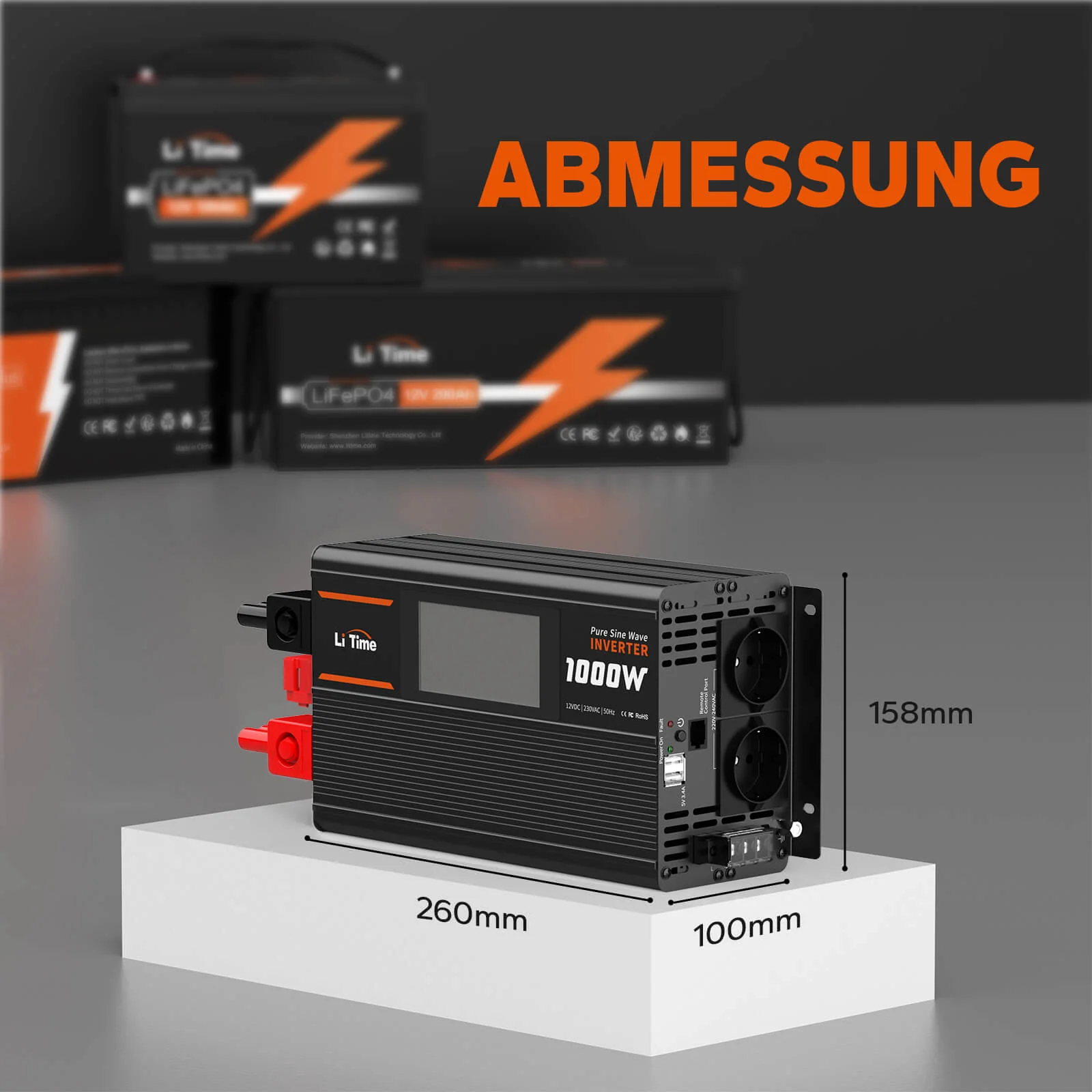[Gebraucht-Like New] LiTime 1000W Reiner Sinsuswellen Wechselrichter 12VDC zu 230VAC Konverter - Image 6