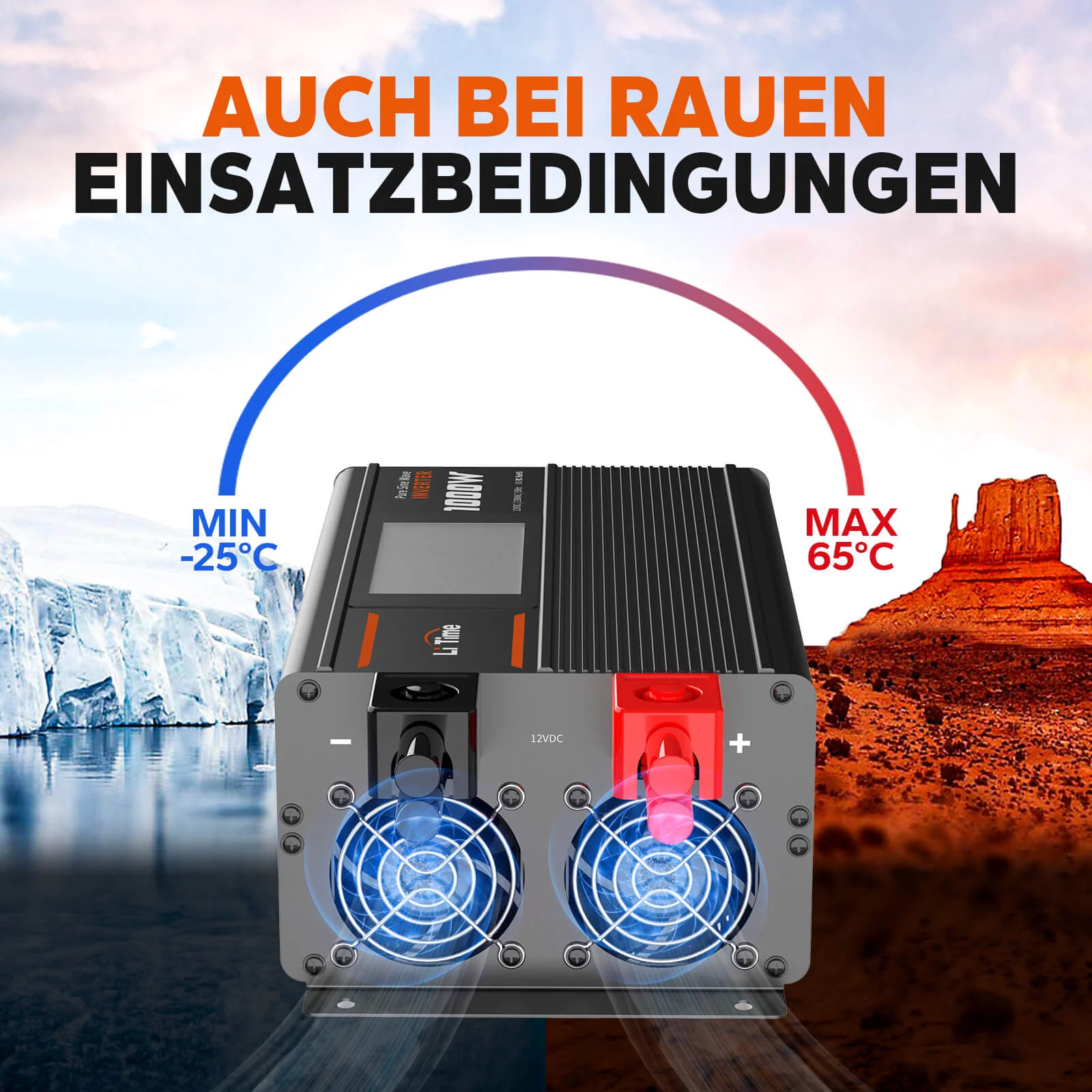 [Gebraucht-Like New] LiTime 1000W Reiner Sinsuswellen Wechselrichter 12VDC zu 230VAC Konverter - Image 7