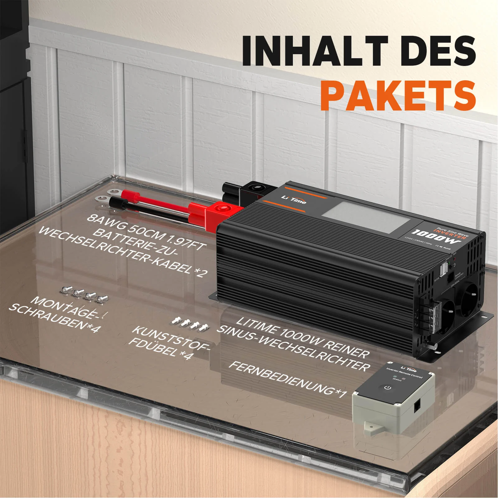[Gebraucht-Like New] LiTime 1000W Reiner Sinsuswellen Wechselrichter 12VDC zu 230VAC Konverter - Image 8