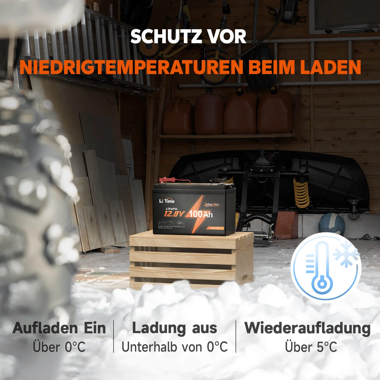 [Gebraucht-Like New] LiTime 12V 100Ah TM LiFePO4 Batterie, Tieftemperaturschutz für Trollingmotor - Image 3