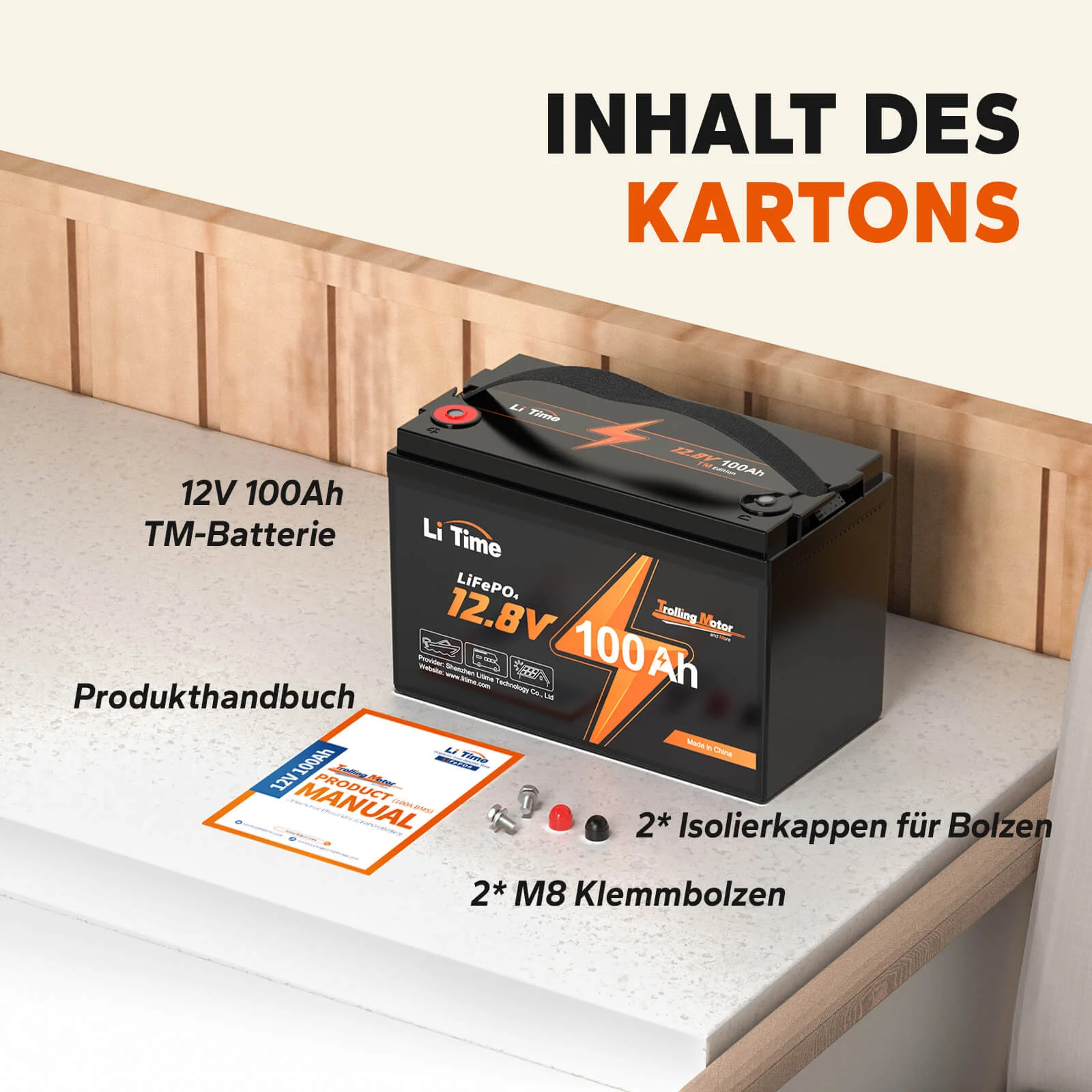 [Gebraucht-Like New] LiTime 12V 100Ah TM LiFePO4 Batterie, Tieftemperaturschutz für Trollingmotor - Image 9