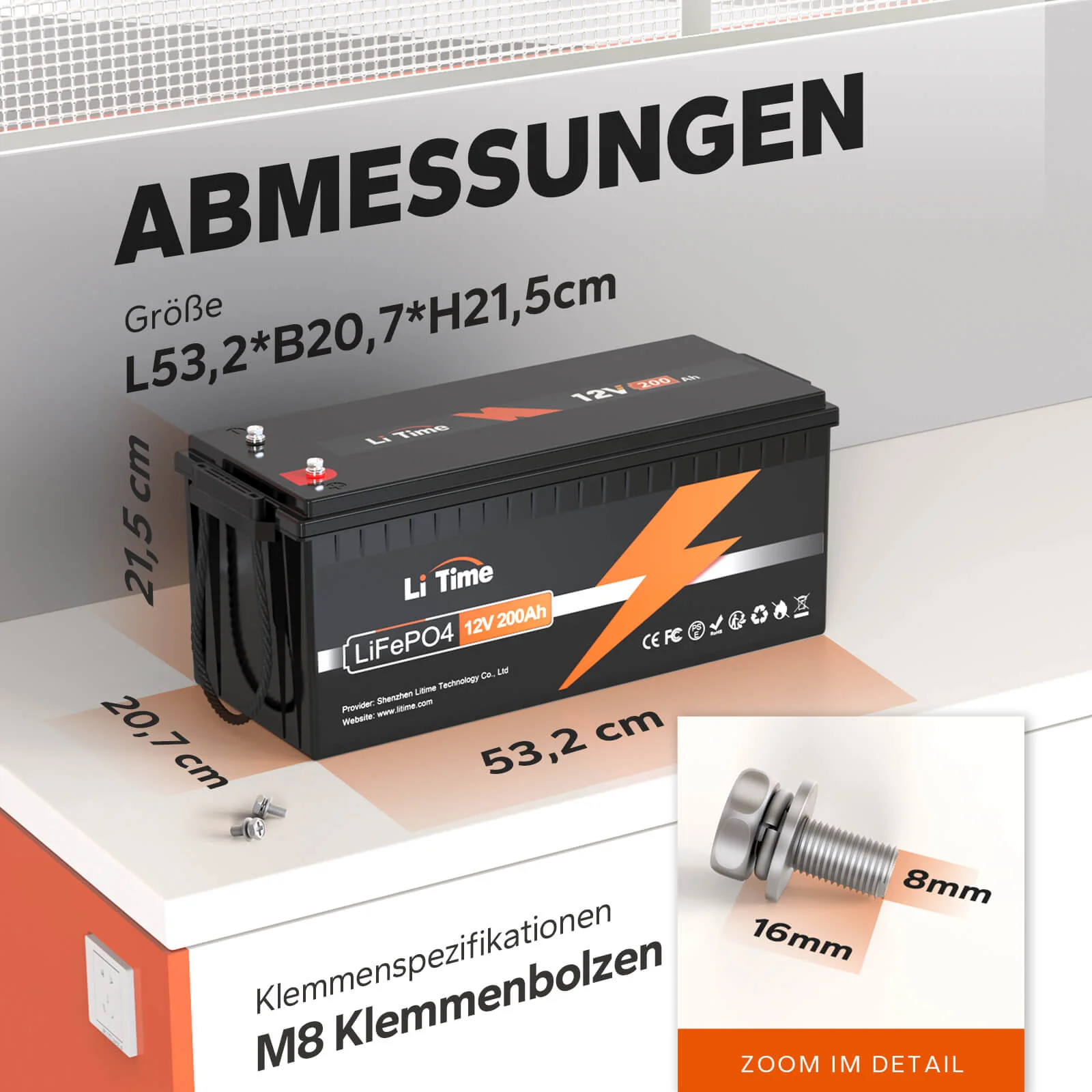 [Gebraucht-Like New] LiTime 12V 200Ah LiFePO4 Lithium Batterie - Image 6