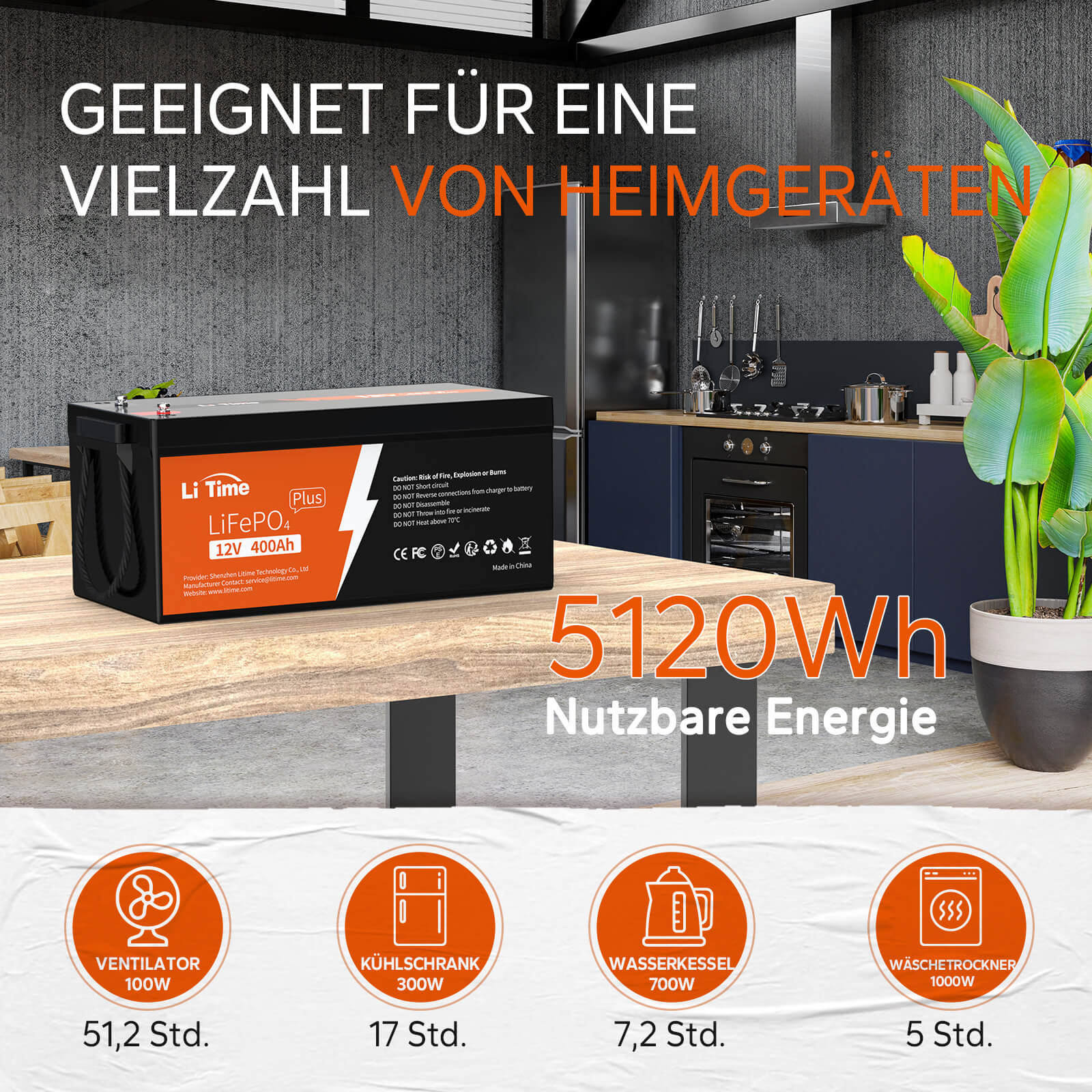 [Gebraucht-Like New] LiTime 12V 400Ah Lithium LiFePO4 Batterie - Image 4
