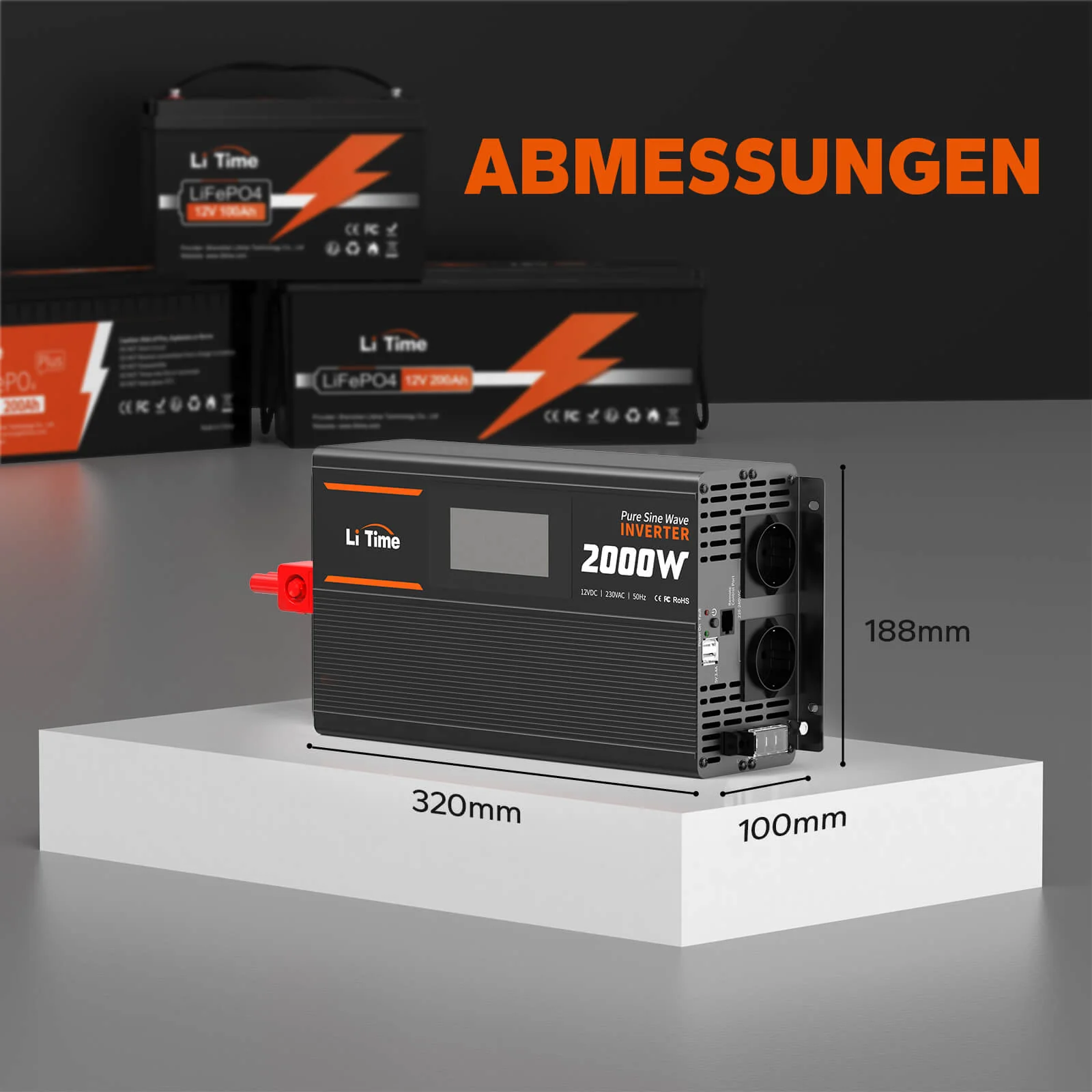 [Gebraucht-Like New] LiTime 2000W Reiner Sinsuswellen Wechselrichter 12VDC zu 230VAC Konverter - Image 6