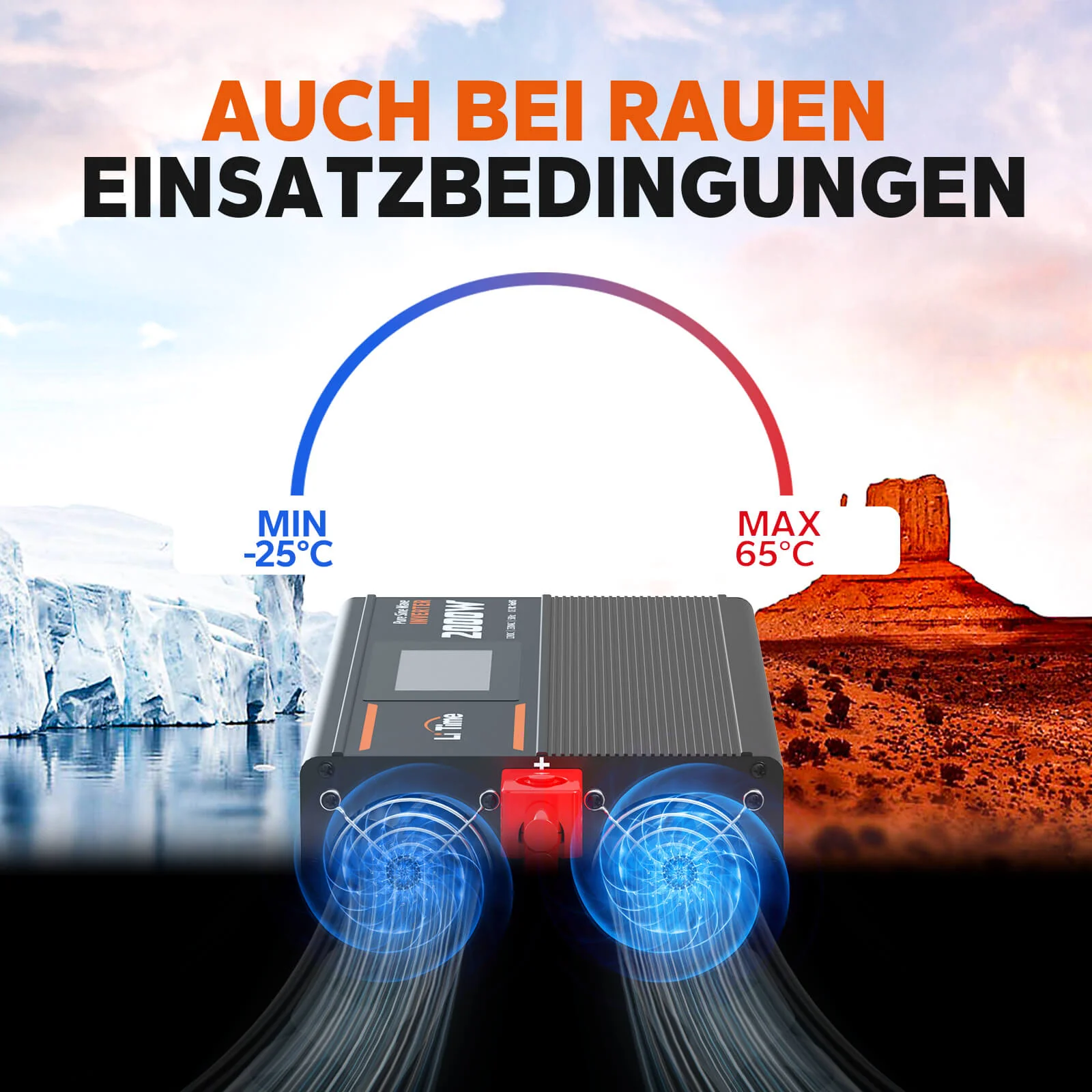 [Gebraucht-Like New] LiTime 2000W Reiner Sinsuswellen Wechselrichter 12VDC zu 230VAC Konverter - Image 7