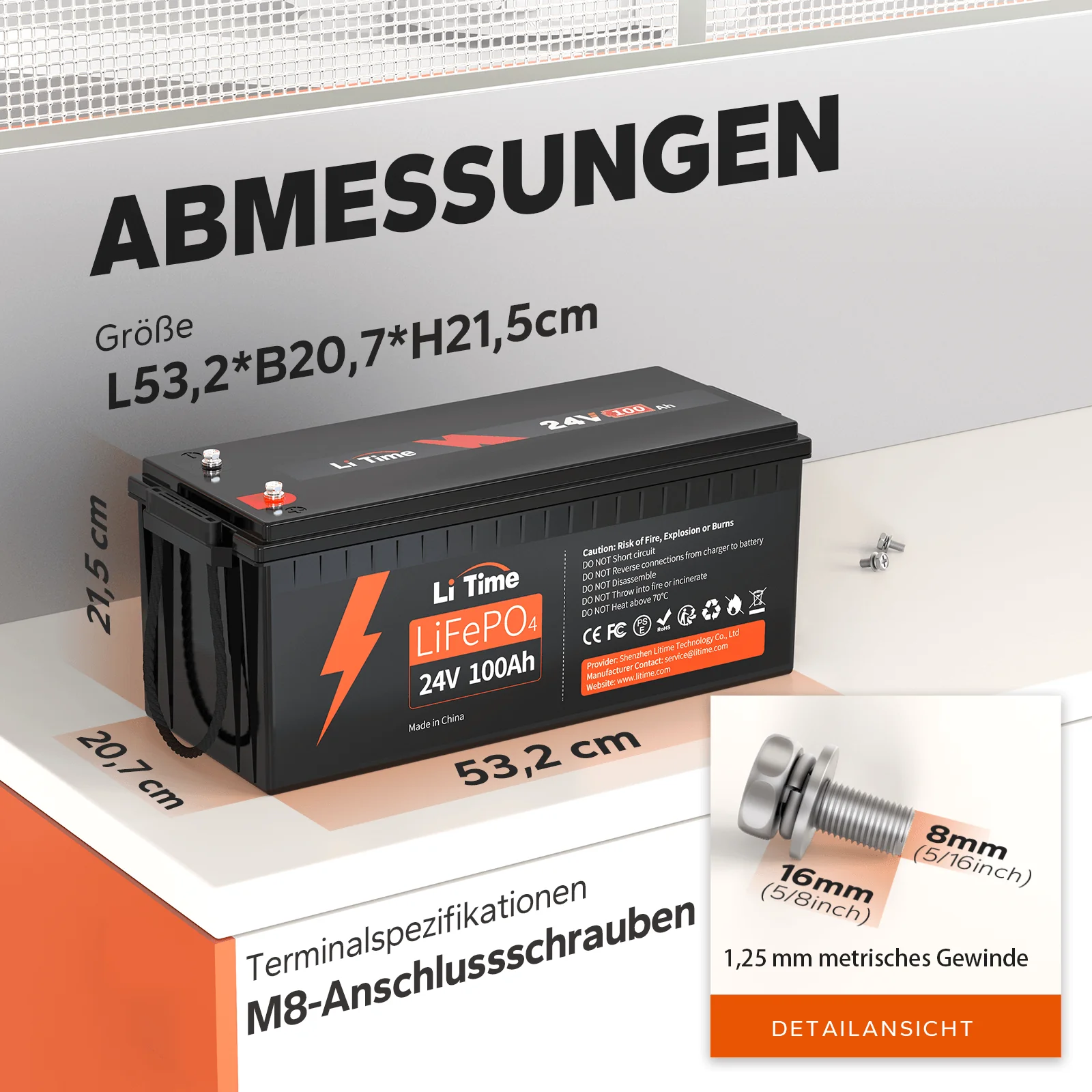[Gebraucht] LiTime 24V 100Ah Lithium LiFePO4 Batterie - Image 6