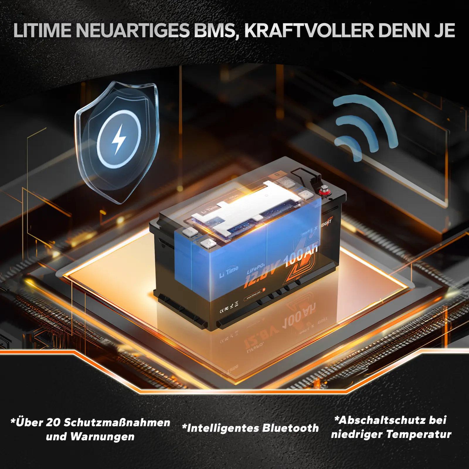 12V 100Ah H190 Deep Cycle LiFePO4 Batterie Mit Bluetooth - Wohnmobil Untersitz DIN H8 L5 Group 49, ECE R10 zertifiziert! - Image 5