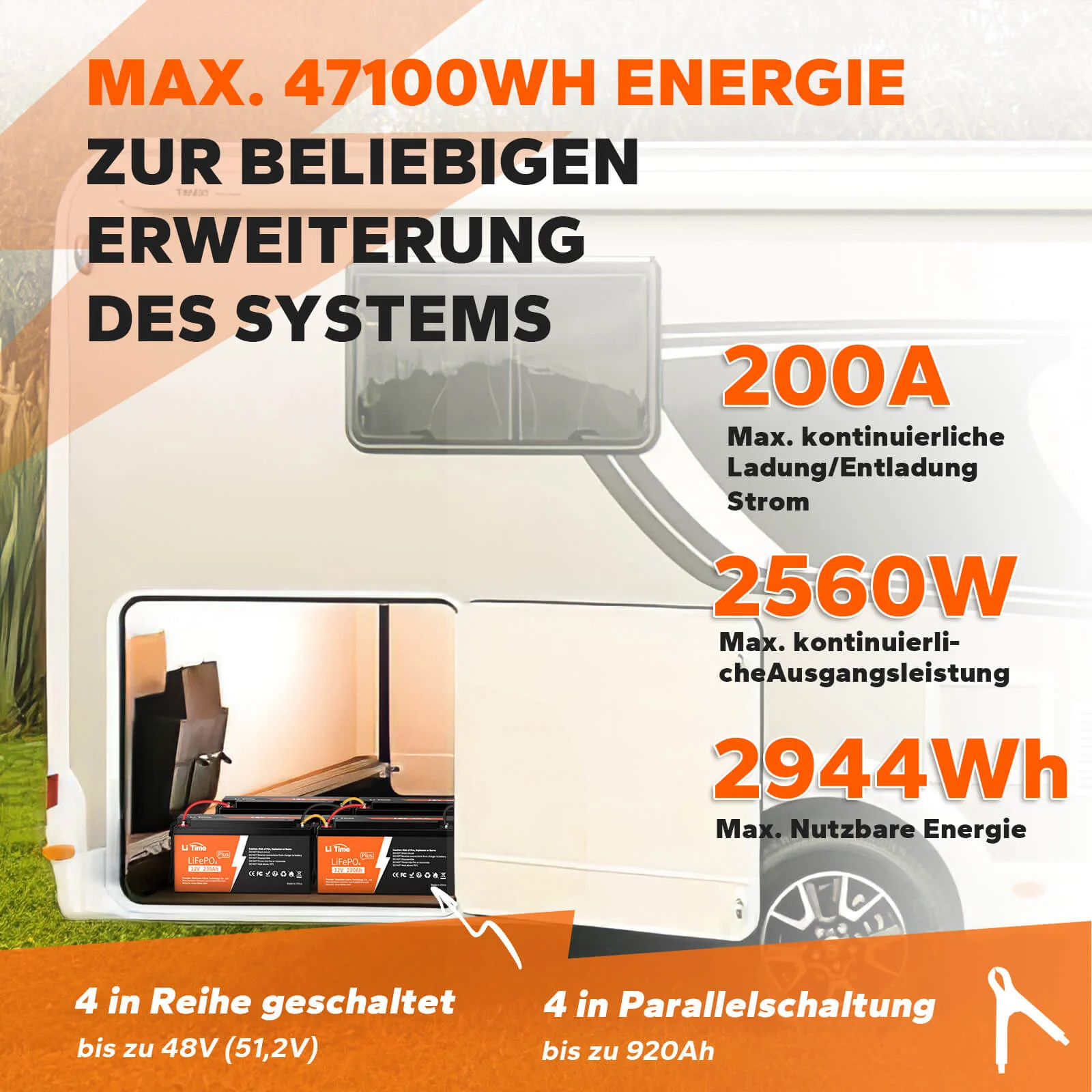 LiTime LiFePO4 12V 230Ah Plus Low-Temp-Schutz Deep Cycle Batterie - 200A BMS - Image 6