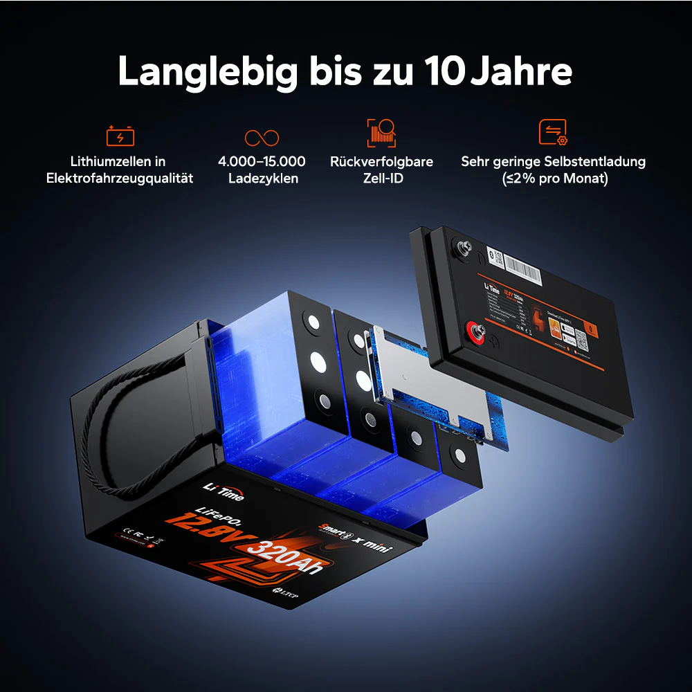 12V 320Ah LiFePO4 Batterie W190 für Wohnmobil-Untersitz mit Bluetooth - Image 8