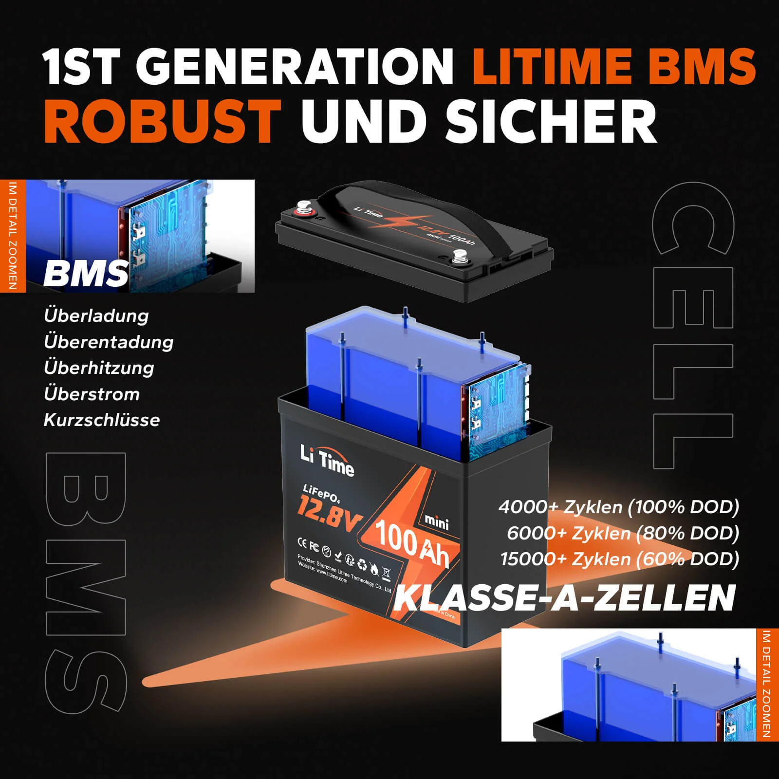 LiTime 12V 100Ah MINI Deep Cycle LiFePO4 Lithium Batterie nur 8.6kg - Image 5