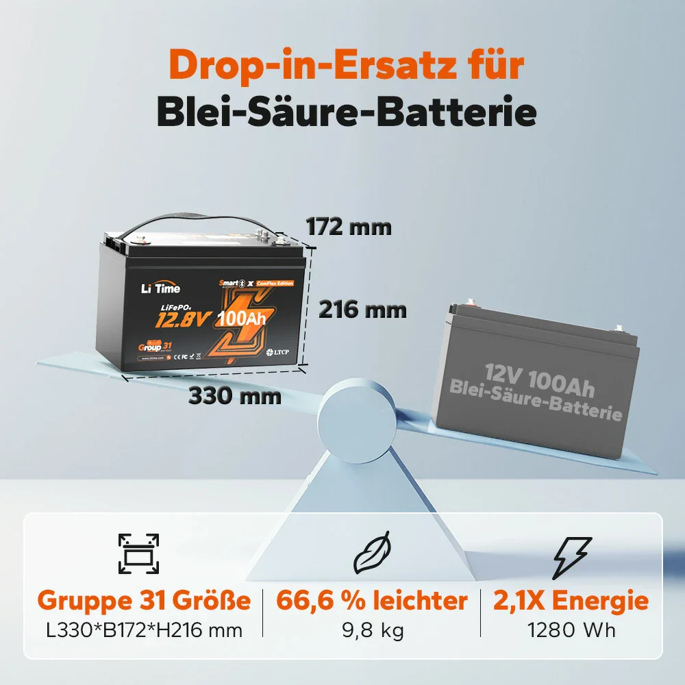 LiTime 12V 100Ah Smart ComFlex Batterie mit Bluetooth & Victron-Kommunikation - Image 12