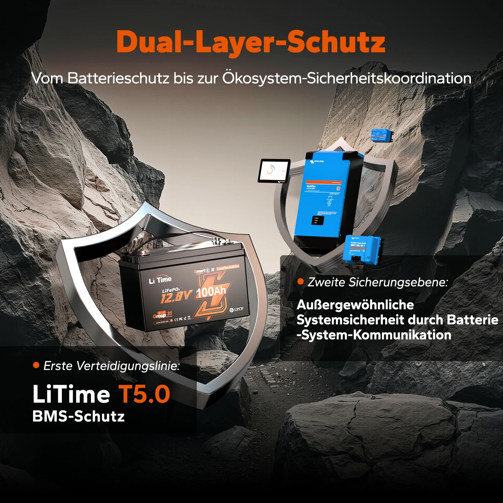 LiTime 12V 100Ah Smart ComFlex Batterie mit Bluetooth & Victron-Kommunikation - Image 3