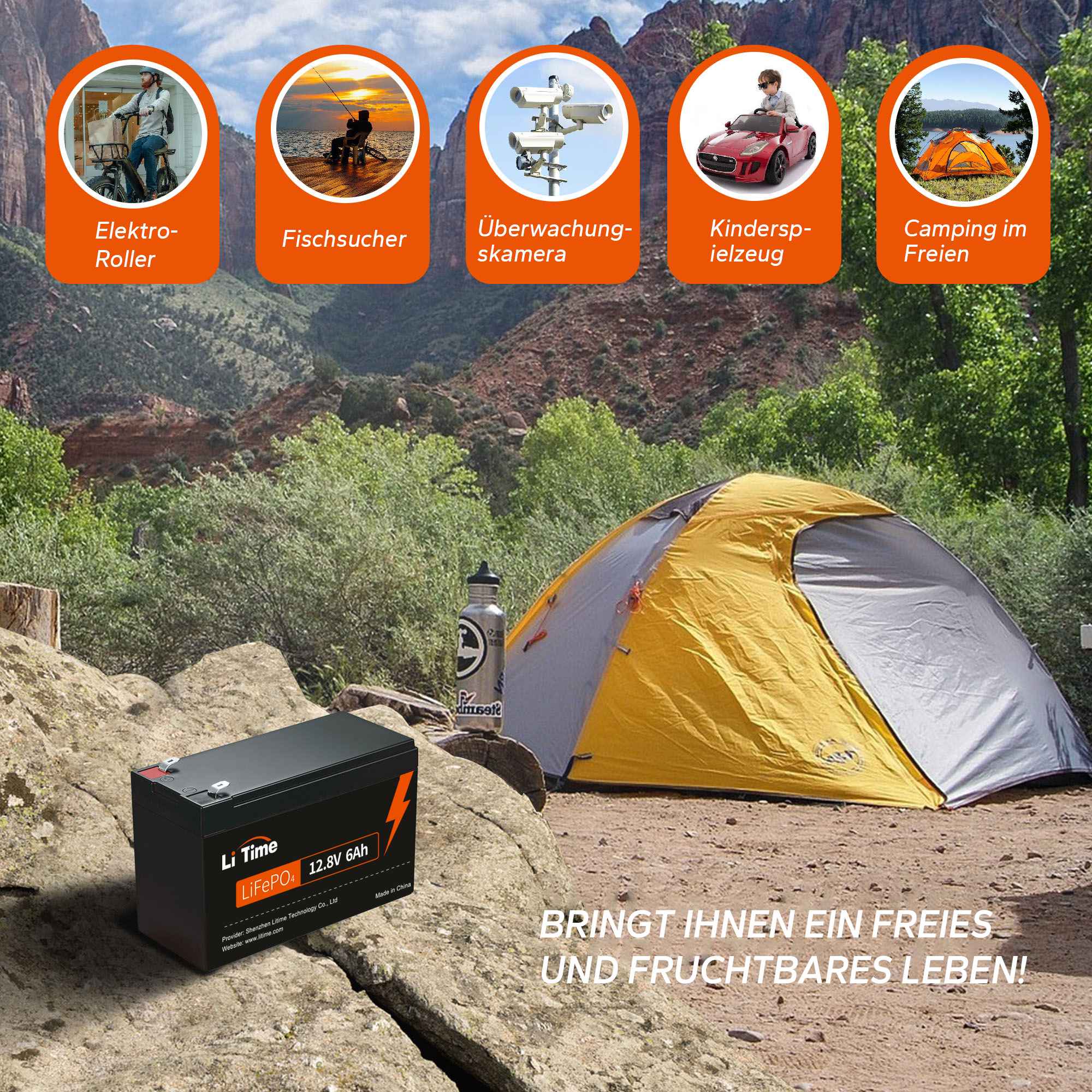 LiTime 12V 12Ah Deep Cycle LiFePO4 Lithium Batterie - Image 6