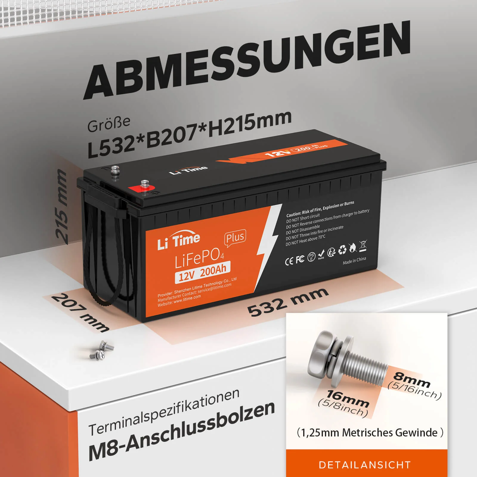 [Gebraucht-Like New] LiTime 12V 200Ah Plus Lithium LiFePO4 Batterie - Image 8
