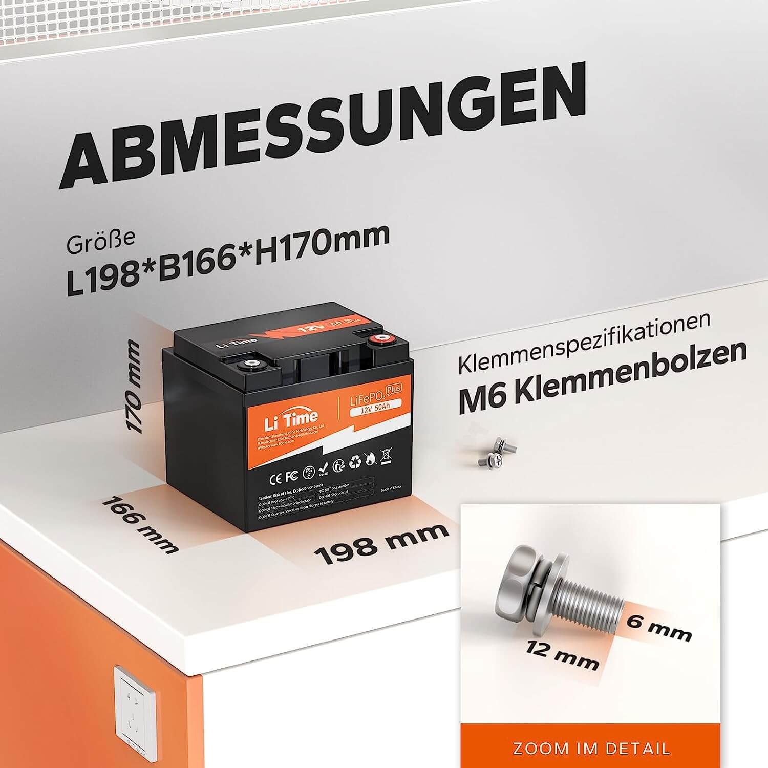 LiTime 12V 50Ah Deep Cycle Lithium Batterie für Marine, Wohnmobile, Fischfinder - Image 7
