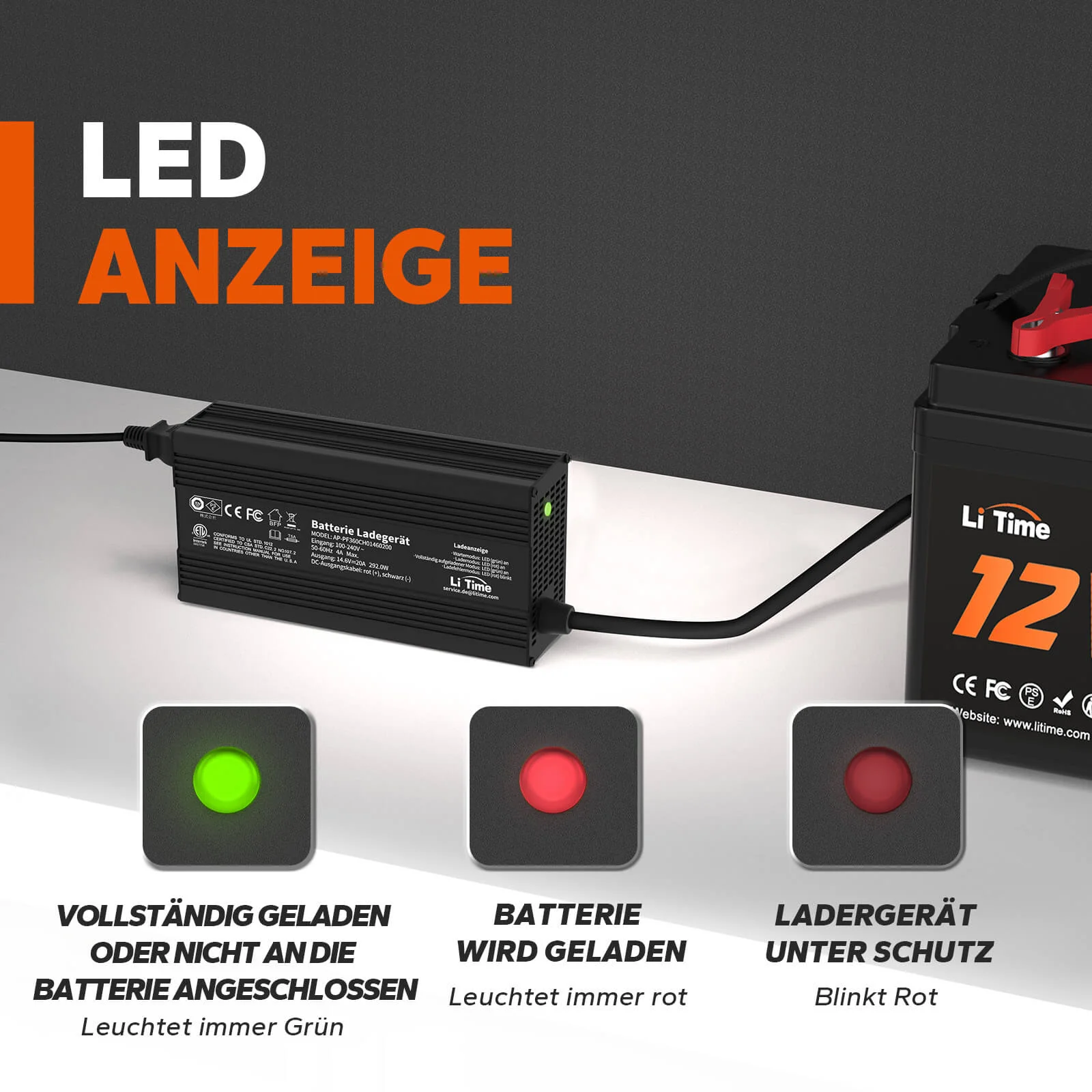 â
Gebrauchtâ
LiTime 14.6V 20A Lithium BatterieladegerĂ€t fĂŒr 12V LiFePO4 Lithium Batterie - Image 3
