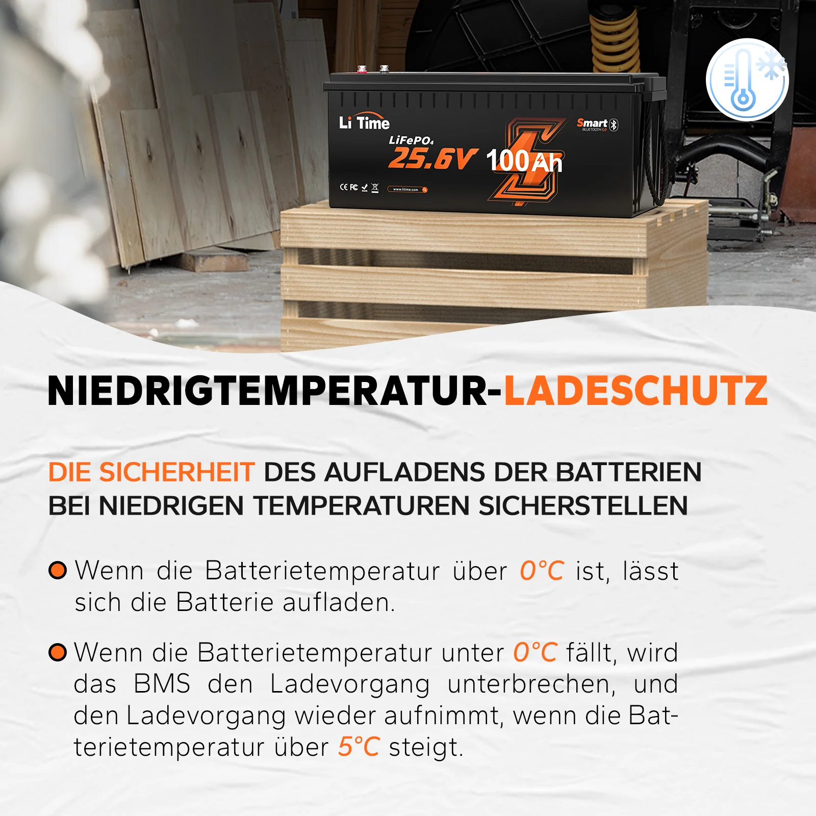 LiTime 24V 100Ah LiFePO4 Batterie mit Bluetooth – für Trolling-Motor & Heimspeicher - Image 5