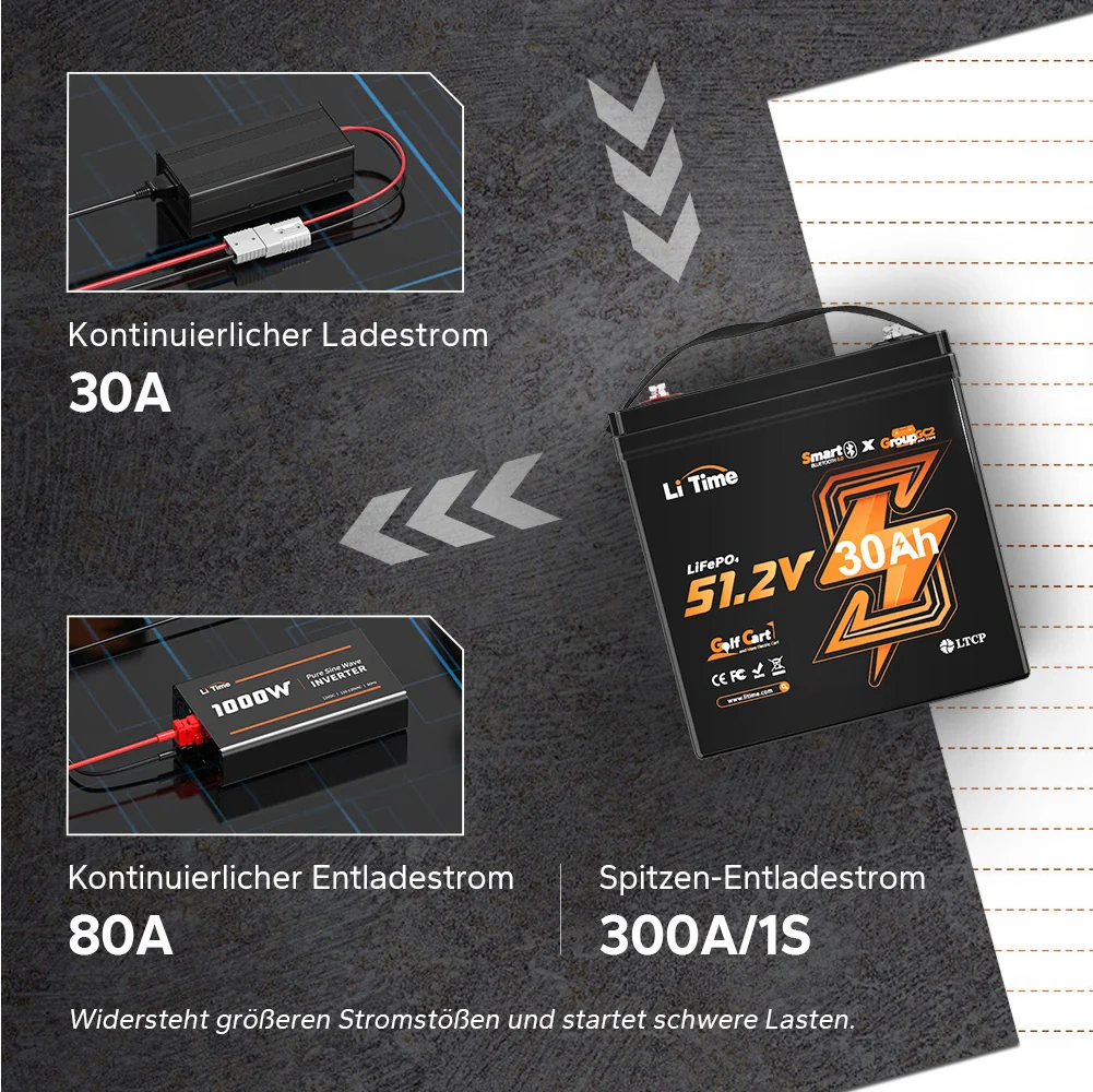 LiTime 48V 30Ah GC2 Bluetooth Lithium Batterie – Golf Cart LiFePO4 mit 100A BMS - Image 10