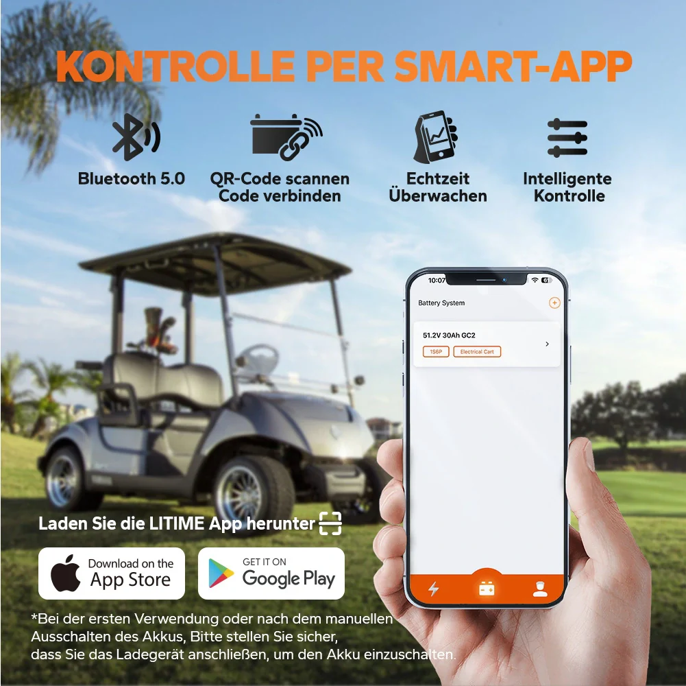 LiTime 48V 30Ah GC2 Bluetooth Lithium Batterie – Golf Cart LiFePO4 mit 100A BMS - Image 3