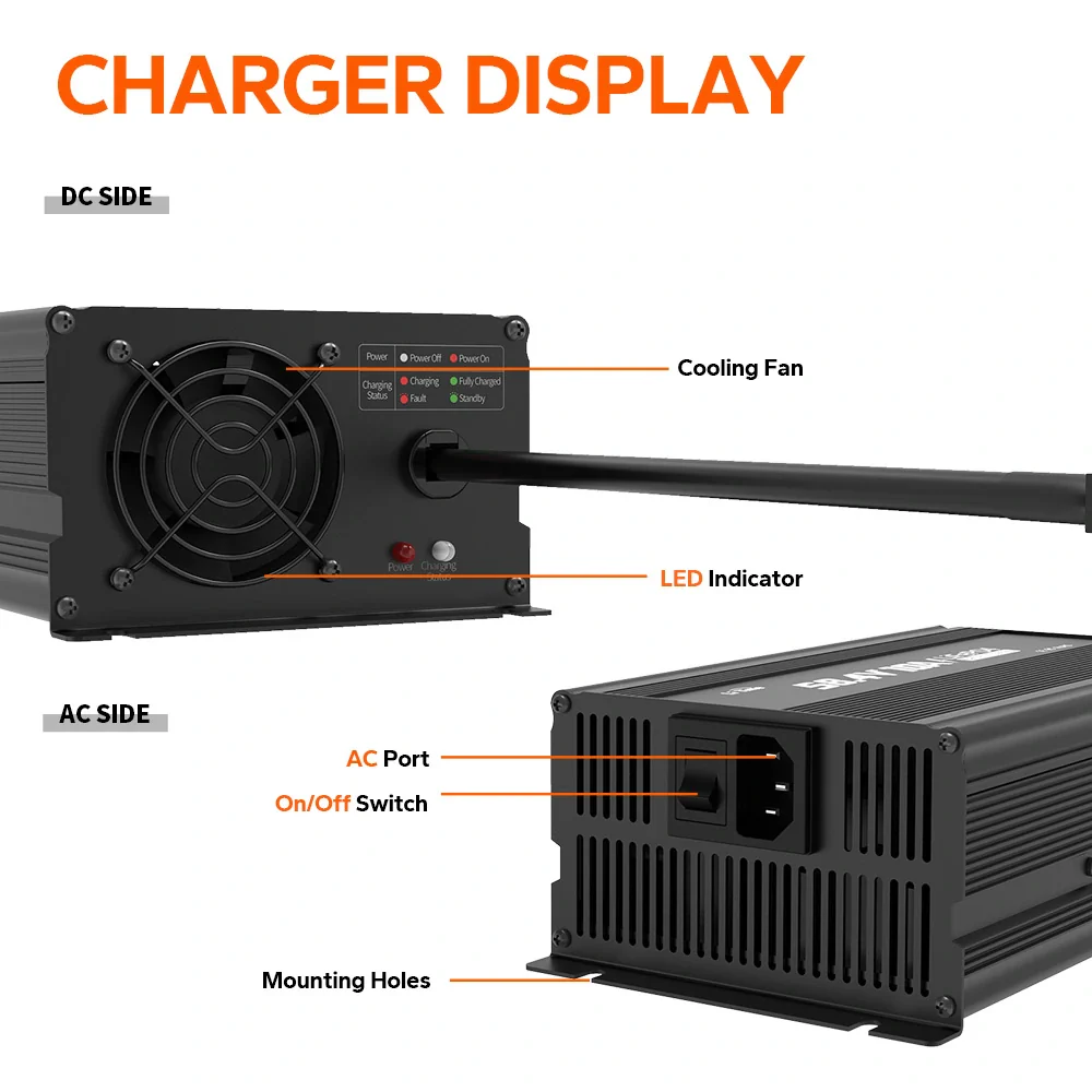 LiTime 58,4V 10A LiFePO4 Batterieladegerät für 51.2V LiFePO4 Batterie, mit intelligenter 0V-Ladefunktion - Image 6
