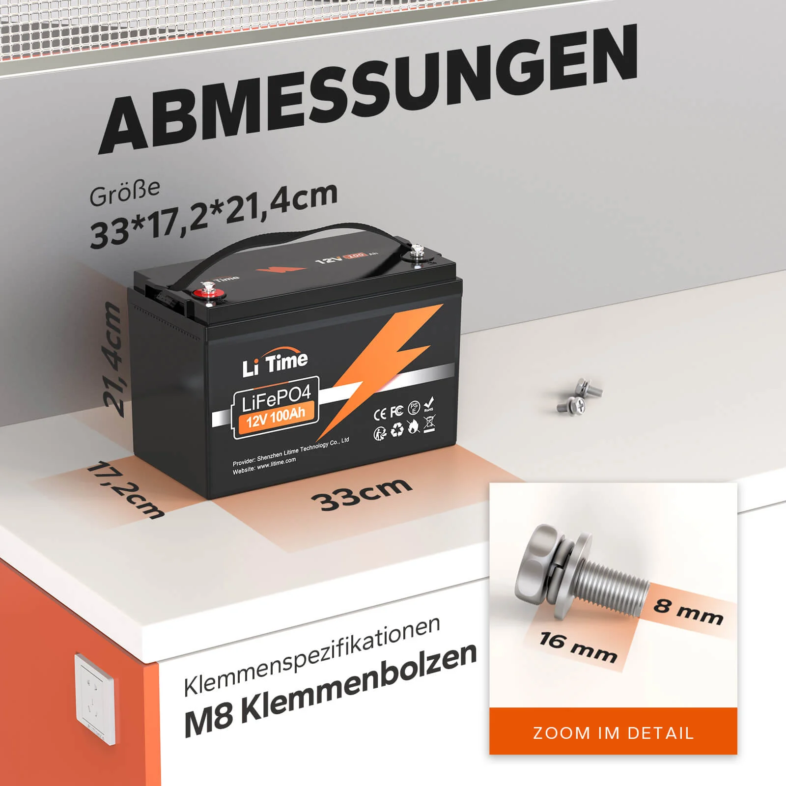 [Gebraucht-Like New] LiTime 12V 100Ah LiFePO4 Lithium Batterie - Image 5